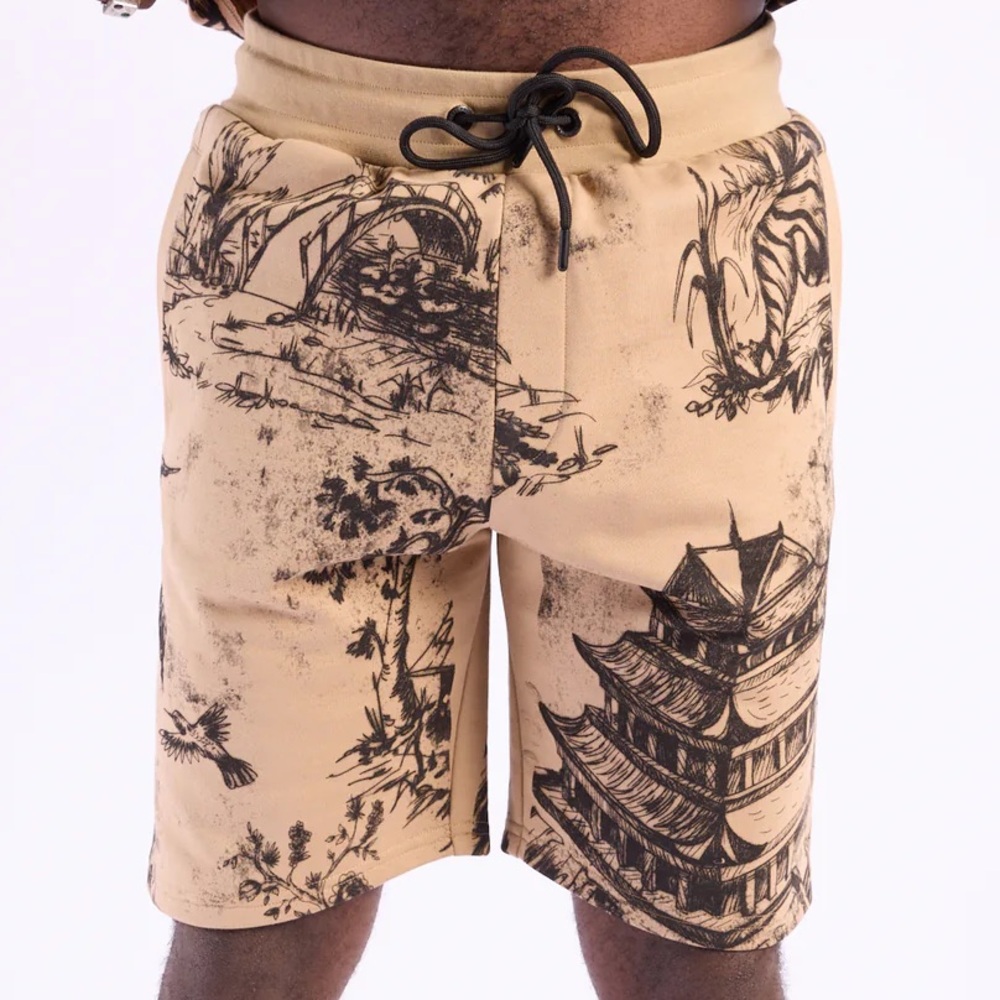 Left Point Brown & Black CH Print Shorts